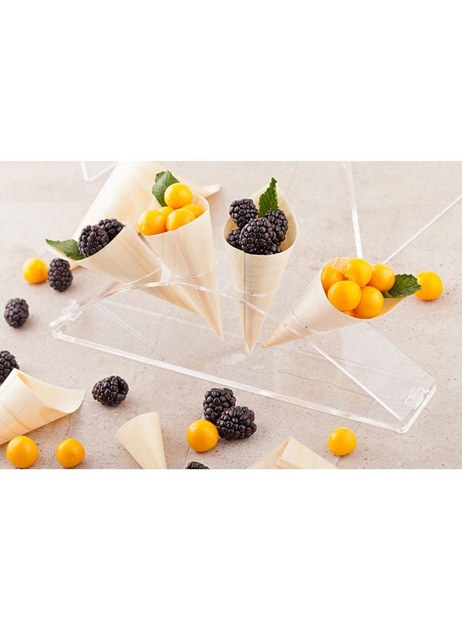 Restaurantware 12-inch Half Circle Food Cone and Sushi Hand Roll Display Stand: Perfect for Restaurants, Catered Events, and Buffets - Holds 4 Cones - Made from Organic Bamboo - 1ct Box - Image 5