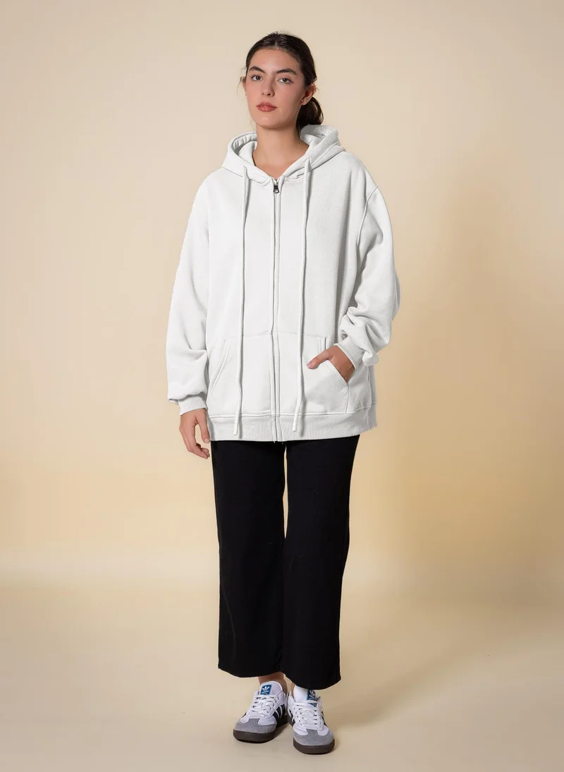 Shapes White COMFORT ZIPPER HOODIE for Women | Best Price UAE