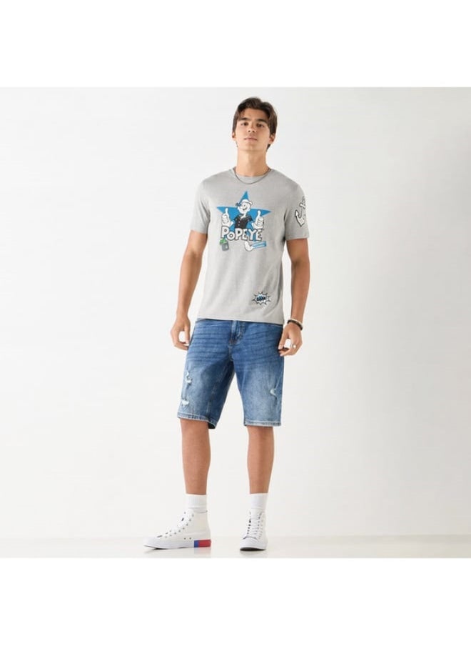 SP Characters Popeye Print Crew Neck T-shirt with Short Sleeves  - Image 2