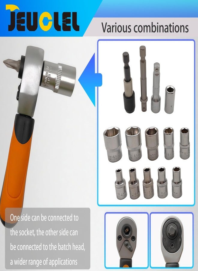 JEUCLEL مجموعة مفكات براغي صغيرة بمحرك 1/4 بوصة من JEUCLEL، 31 قطعة، مزودة بمقابس سداسية النقاط، ورأس توركس، ورأس فيليبس، ورأس سداسي، ورؤوس مسطحة، وامتداد، ومفتاح براغي صغير سريع الفك بـ 72 سنًا، ومجموعة رؤوس مفكات براغي للمساحات الضيقة - Image 3
