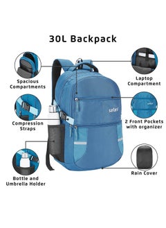 Safari Safari Omega spacious/large laptop backpack with Raincover, college bag, travel bag for men and women, Teal, 30 Litre  - Image 2