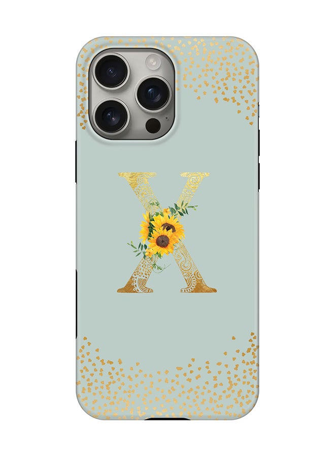 Stylizedd Tough Pro Magnetic Case for iPhone 16 Pro Max, Dual Layer hybrid PC + TPU Mobile Cover Matte - Custom Floral Monogram - X  (Light Grey ) - Image 1