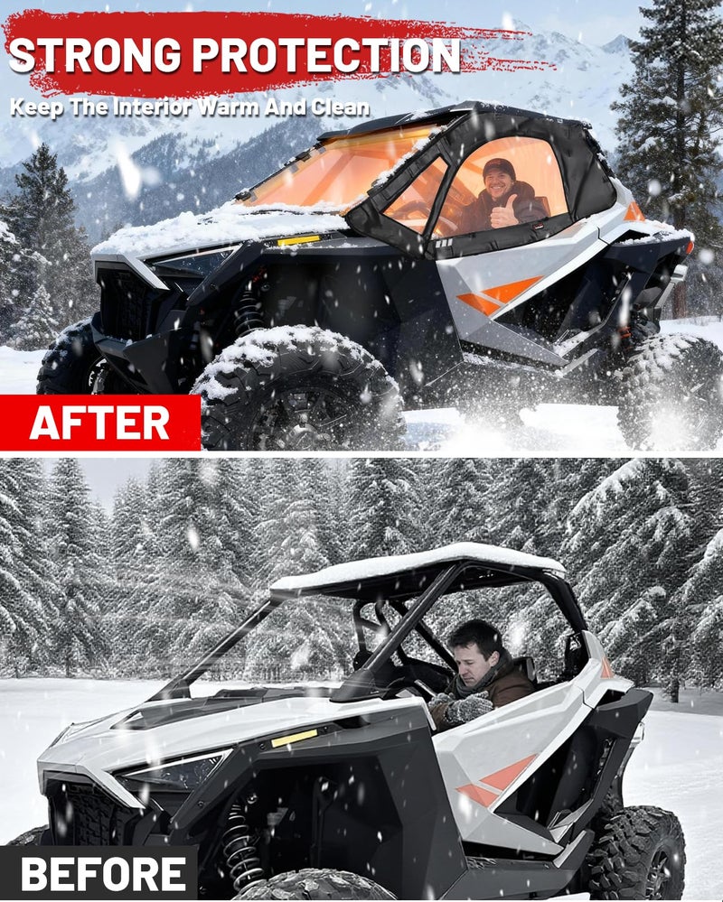 StarknightMT Soft Upper Doors Compatible with Polaris RZR Pro XP/Turbo R/Pro S (2020-2026), Cab Enclosure with 3rd Gen Upgraded Zippers & Reflective Strips, 2-Seater #2884664 - Image 3