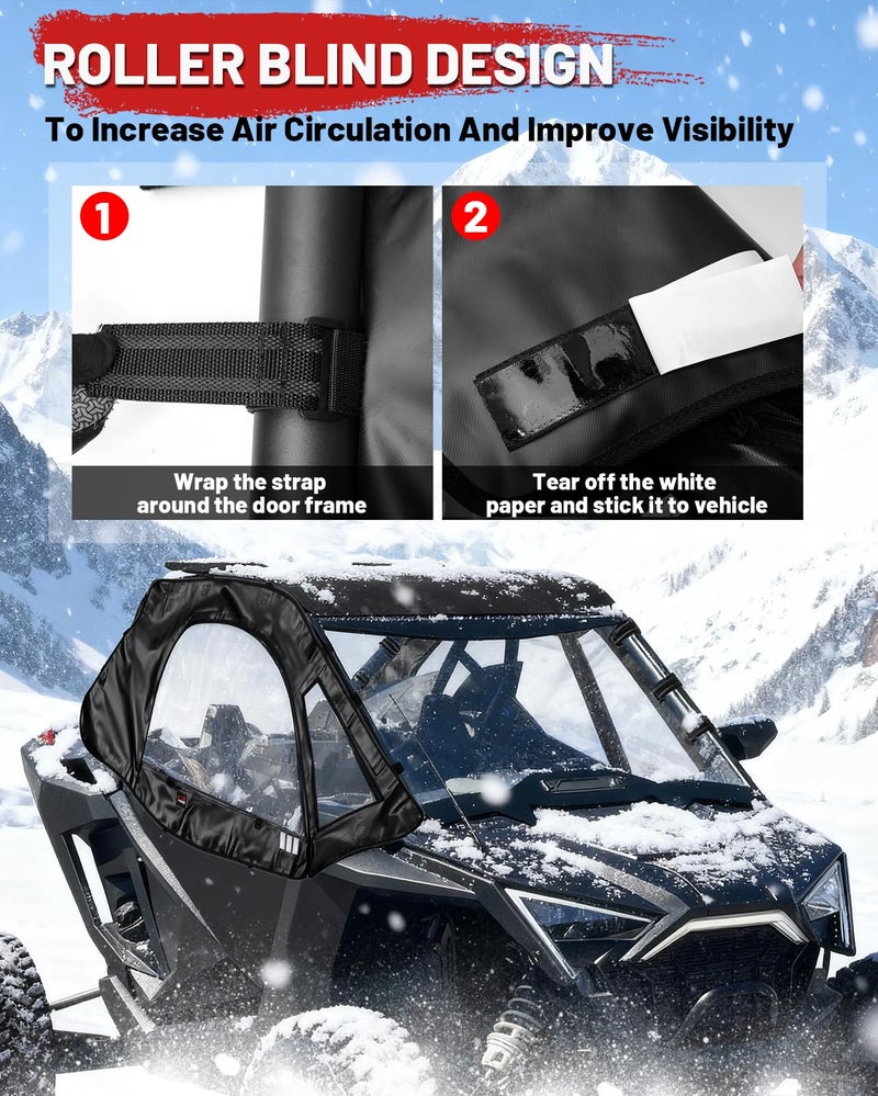 StarknightMT Soft Upper Doors Compatible with Polaris RZR Pro XP/Turbo R/Pro S (2020-2026), Cab Enclosure with 3rd Gen Upgraded Zippers & Reflective Strips, 2-Seater #2884664 - Image 5