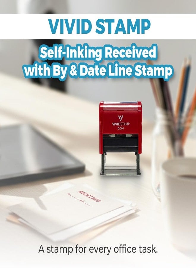 Vivid Stamp Received by Date Self Inking Rubber Stamp (Red Ink) X-Large - Image 3