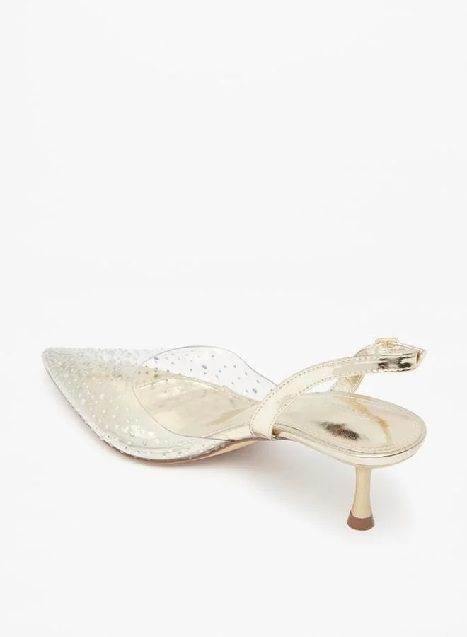 Flora Bella By Shoexpress Womens Embellished Pumps with Flared Heels and Buckle Closure