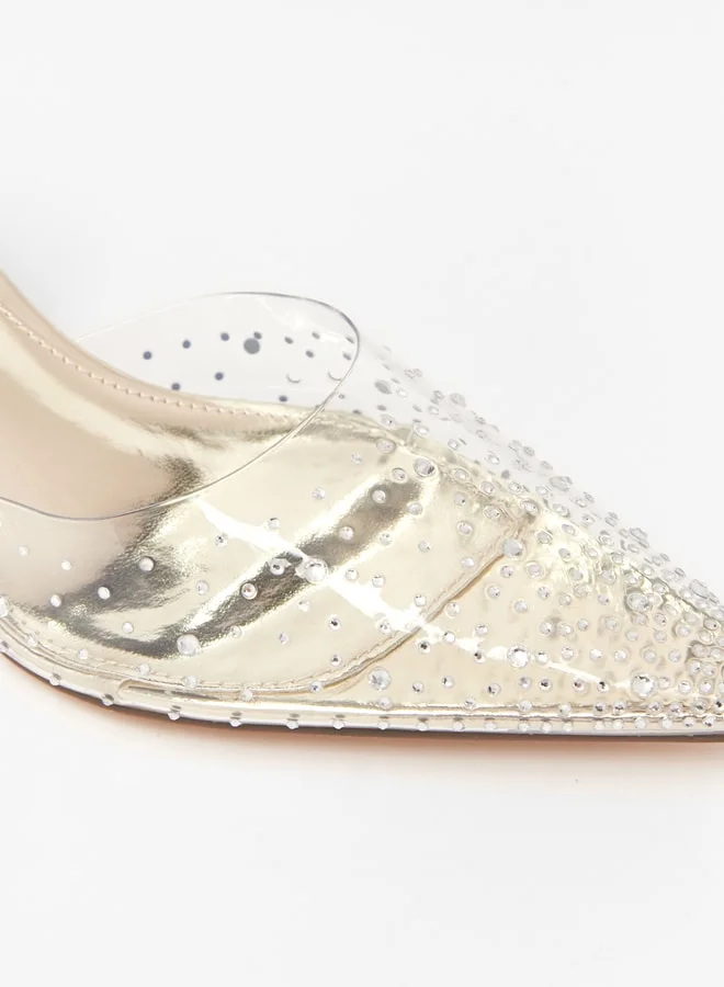Flora Bella By Shoexpress Womens Embellished Pumps with Flared Heels and Buckle Closure