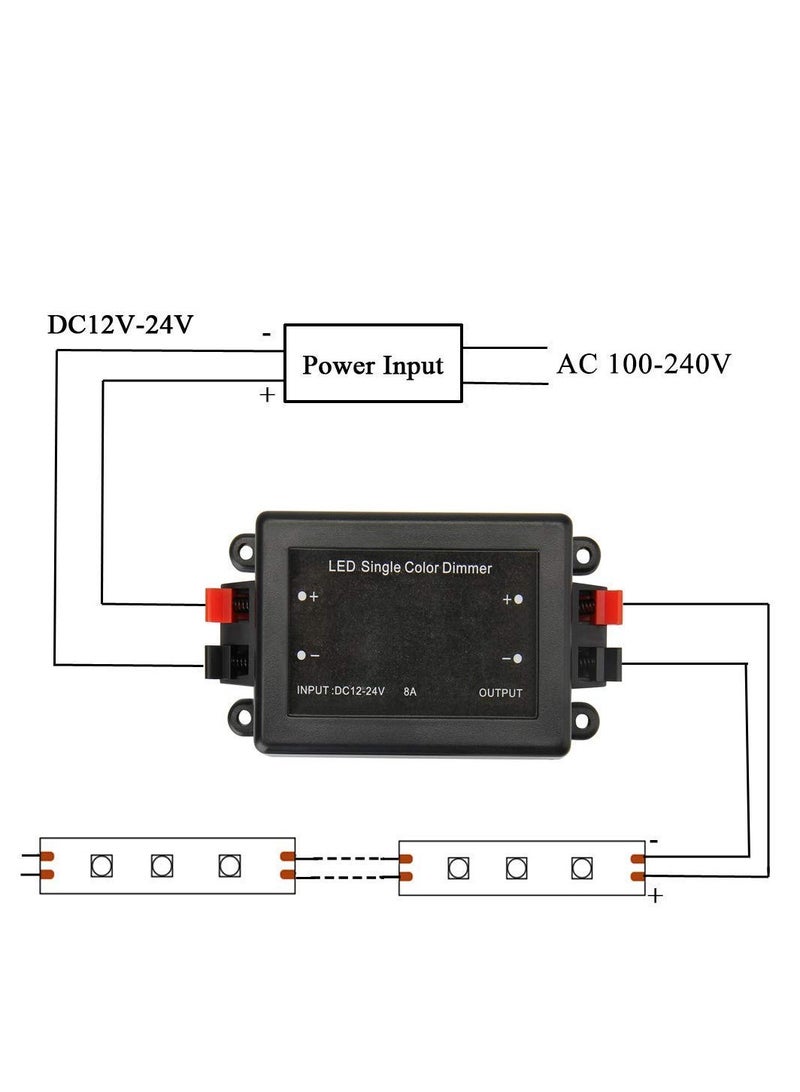 DC 12-24V LED Single Color Light Strip, Wireless RF Remote Controller Dimmer, PWM digital dimming, for SMD 5050 3528 Single Color LED Strip Light Rope Lights, MR16 LED spotlight (Black) - Image 5