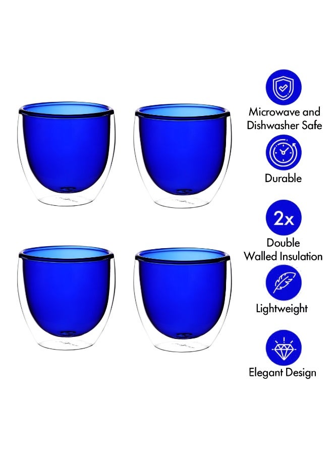 BLACKSTONE Double-Wall Glass Set – 4x 250ml Insulated Tumblers Vibrant, Thermal Drinkware Elegance  - Image 2