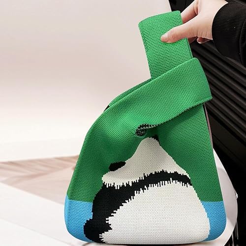 GOLD LEAF Cute Panda Themed Wrist Bag for Women – Casual Crochet Tote, Small Hobo Handbag, Wristlet Clutch Purse with Cartoon Pattern – Trendy Travel & Shopping Bag, Gift for Mom, Birthday - Image 4