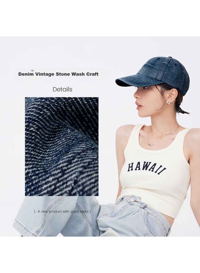 Fancet Baseball Cap For Women, Washed Denim Style Hat Large Head Cirference Sports Cap For Men, Duck Tongue Cap, Couple's Hat - Image 2