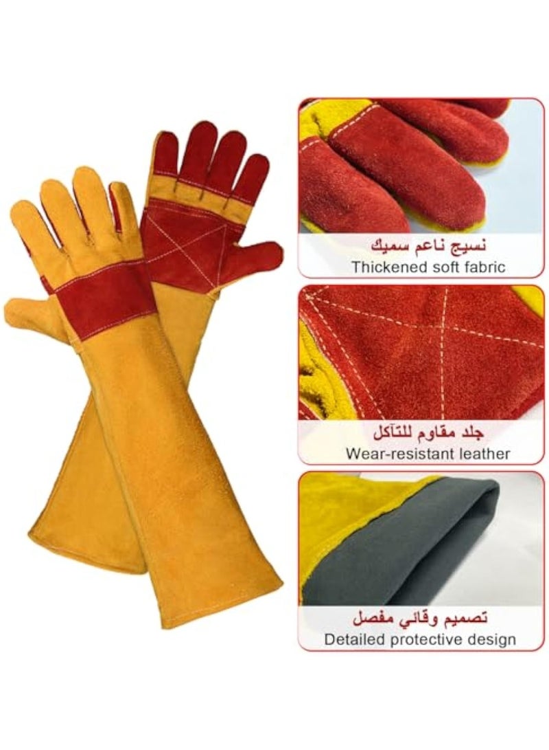 Arabest Anti-Bite Safety Gloves, Animal Handling Gloves Bite Proof Ultra Long Leather Scratch Protective Glove Safety Work Gloves for Training Dogs Cat Bird Snake Parrot Lizard Wild Animals Reptiles - Image 5