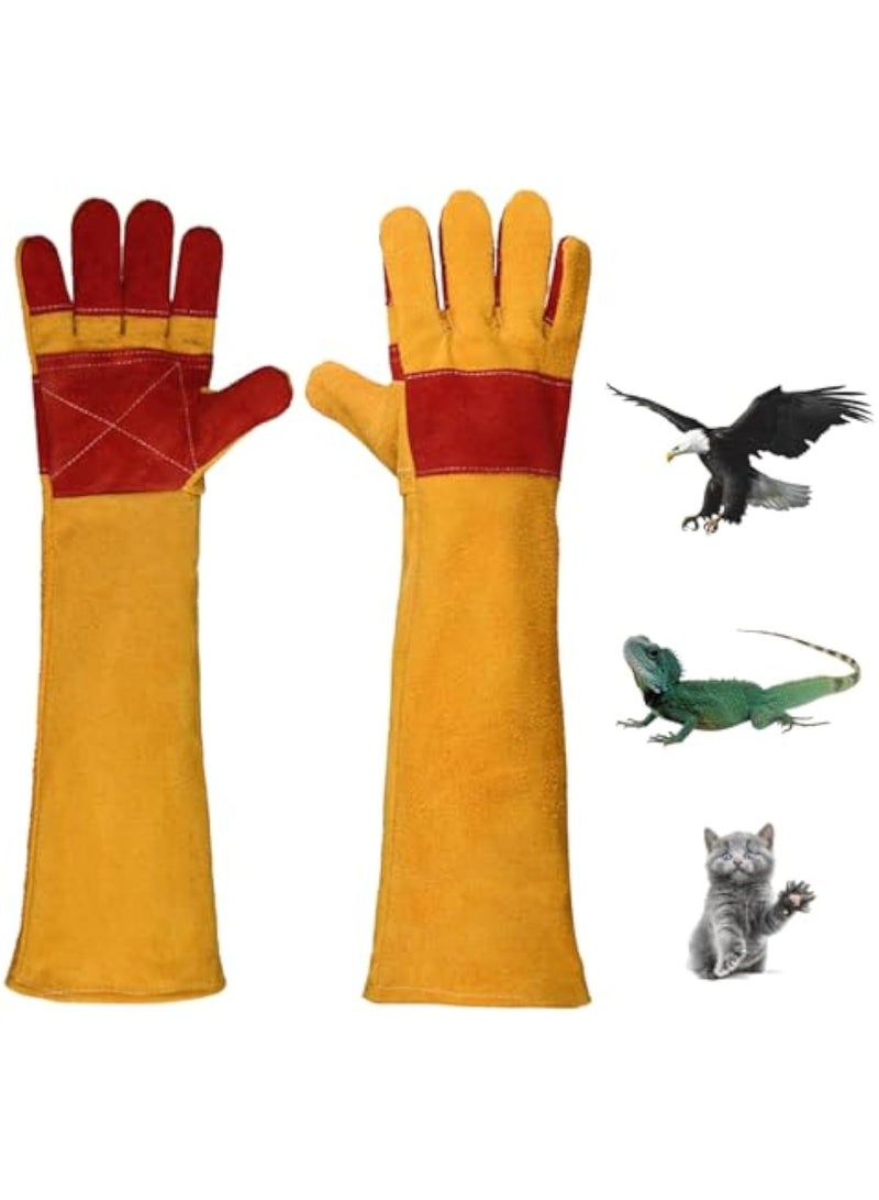 Arabest Anti-Bite Safety Gloves, Animal Handling Gloves Bite Proof Ultra Long Leather Scratch Protective Glove Safety Work Gloves for Training Dogs Cat Bird Snake Parrot Lizard Wild Animals Reptiles - Image 1