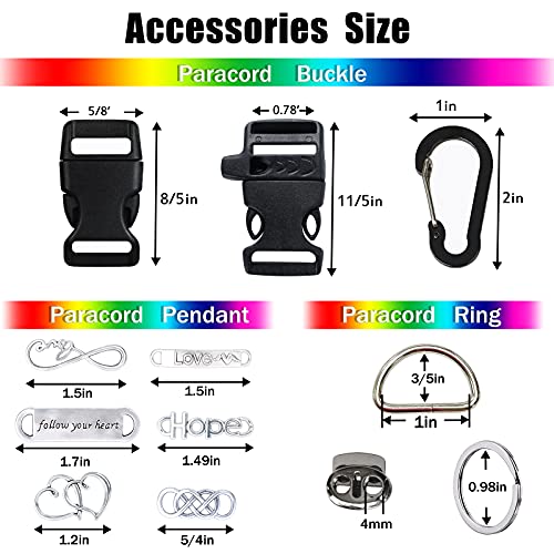 MONOBIN 50 Colors Paracord Combo Kit with Instruction - Multifunction Parachute Cord and Complete Accessories for Making Paracord Bracelets, Lanyards, Dog Collars (50Colors-A) - Image 5