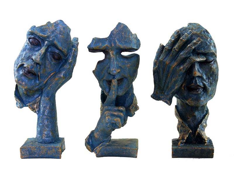 ESPLANADE Resin Human Faces - Zen Sculpture Showpiece | Face Expressions Statement Pieces | See No Evil, Hear No Evil, Speak No Evil | Home Decor | (4" Inches) - Image 5