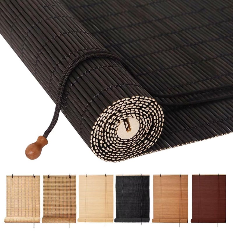 BAYUE Bamboo Blinds, Easy to Install Bamboo Shades for Indoor Windows, Custom Sizes Roller Shades for Indoor Windows, Roll Up Blinds Indoor Outdoor Patio - Image 1