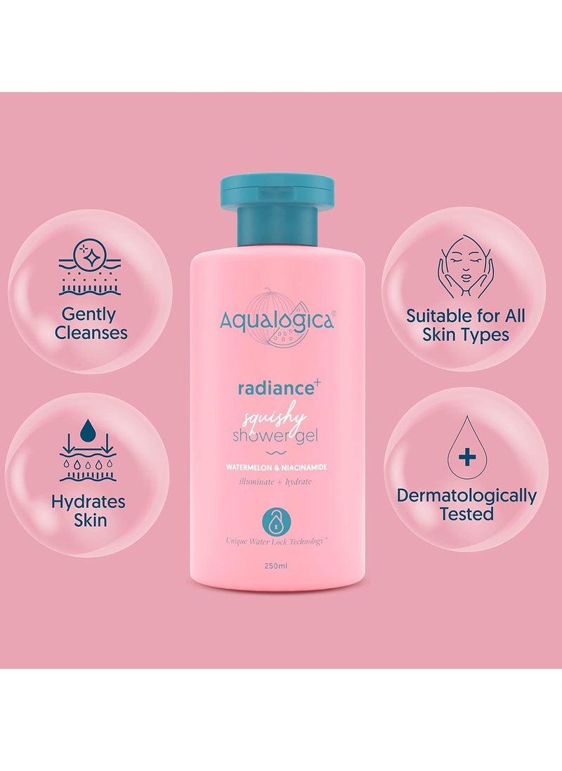 Aqualogica Aqualogica Body Wash Radiance Squishy Shower Gel with Watermelon Niacinamide for Deeply Cleansed 250ml  - Image 3