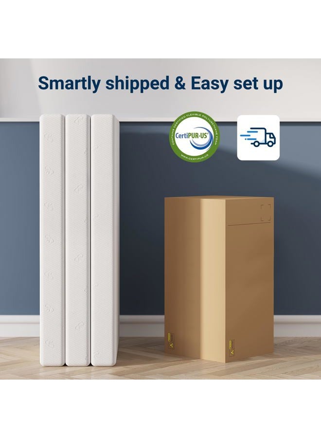 Avenco Tri-fold Mattress - 4 Inch Single Size Portable Floor Mattress with Breathable & Washable Cover | Foldable Memory Foam Topper for Guest Room,RV,Travel,Camping,White - Image 5