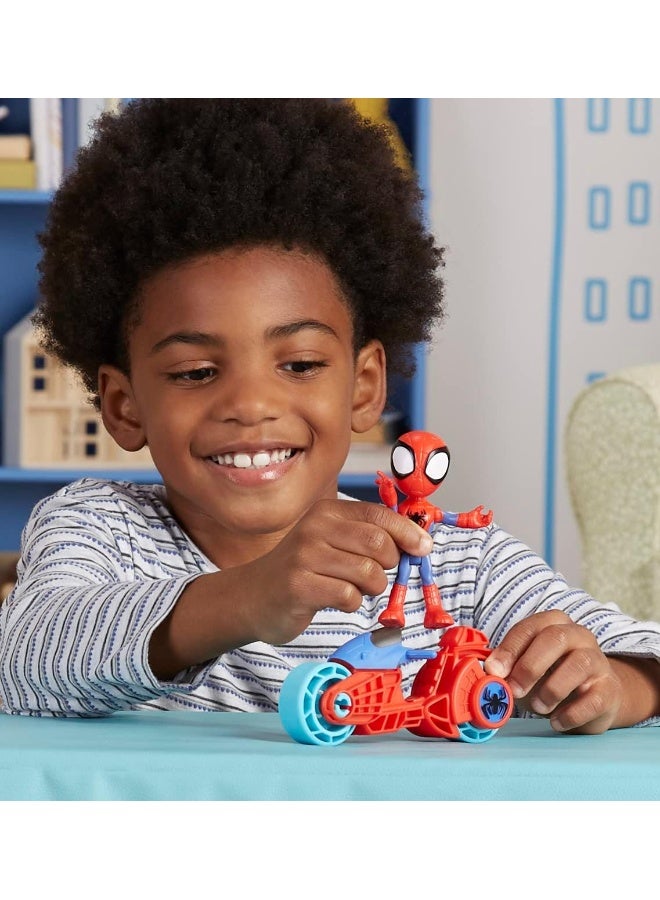 Spidey and His Amazing Friends Marvel Action Figure with Toy Motorcycle, Preschool Toys for 3 Year Old Boys Girls Up - Image 3