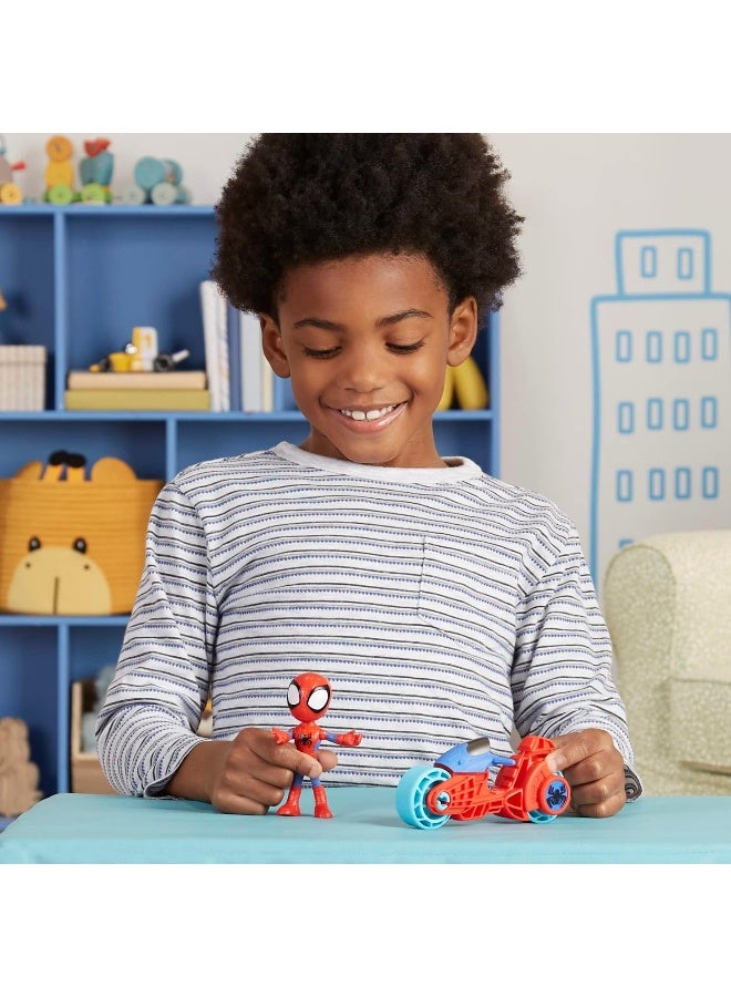 Spidey and His Amazing Friends Marvel Action Figure with Toy Motorcycle, Preschool Toys for 3 Year Old Boys Girls Up - Image 2