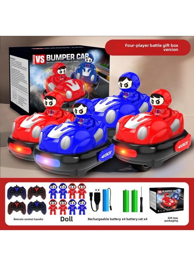 Generic Bumper Car Remote Control Car Double Battle Parent-child Children's Racing Drift Off-road Electric Carting Car Toy Boy-Color:Four-player Battle Version [egg Boy Bump Car-blue + Red] Gift Box-Scale:2 Sets Of Body Batteries [90 Minutes Of Battery Life] Free 2 Remote Control Batteries  - Image 1