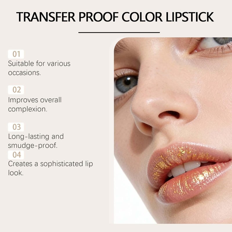 Color Changing Lipstick for Women, Ph Adjusting Gold Foil Clear Lip Gloss, Long-Lasting Hydration, Deep Nourishment for Mature Lips, Gift for Healthy-Looking Smile (1PC) - Image 2