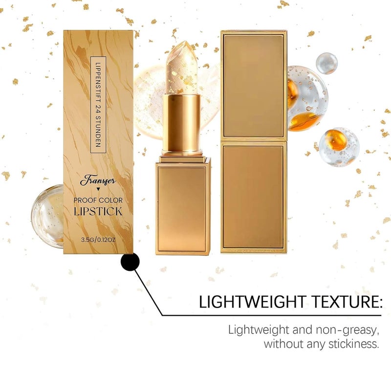 Color Changing Lipstick for Women, Ph Adjusting Gold Foil Clear Lip Gloss, Long-Lasting Hydration, Deep Nourishment for Mature Lips, Gift for Healthy-Looking Smile (1PC) - Image 5