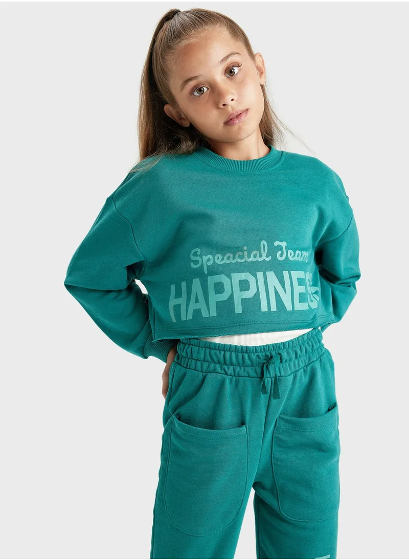 DeFacto Kids Text Print Sweatshirt