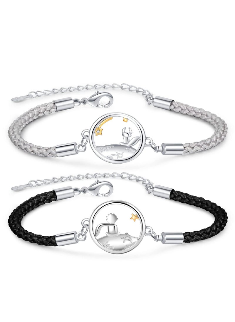 Generic - Couples Bracelets, Matching Couple Bracelets for Boyfriend Girlfriend Men Women Lovers Handmade Braided Relationship Connecting Bracelet Gifts for Valentine's Day Anniversary - Image 1