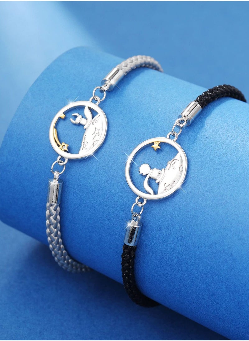 Generic - Couples Bracelets, Matching Couple Bracelets for Boyfriend Girlfriend Men Women Lovers Handmade Braided Relationship Connecting Bracelet Gifts for Valentine's Day Anniversary - Image 1