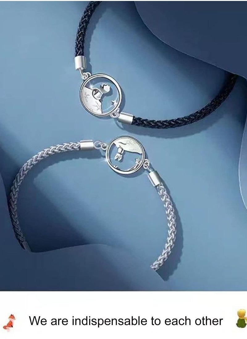 Generic - Couples Bracelets, Matching Couple Bracelets for Boyfriend Girlfriend Men Women Lovers Handmade Braided Relationship Connecting Bracelet Gifts for Valentine's Day Anniversary - Image 1