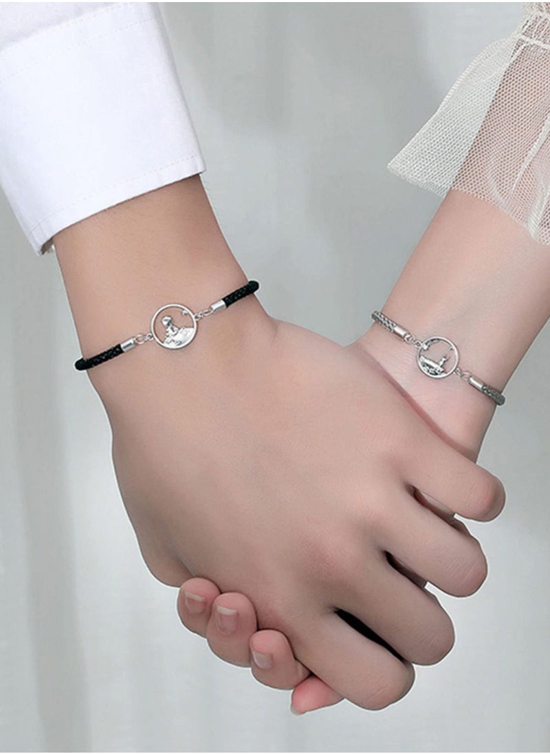 Generic - Couples Bracelets, Matching Couple Bracelets for Boyfriend Girlfriend Men Women Lovers Handmade Braided Relationship Connecting Bracelet Gifts for Valentine's Day Anniversary - Image 1