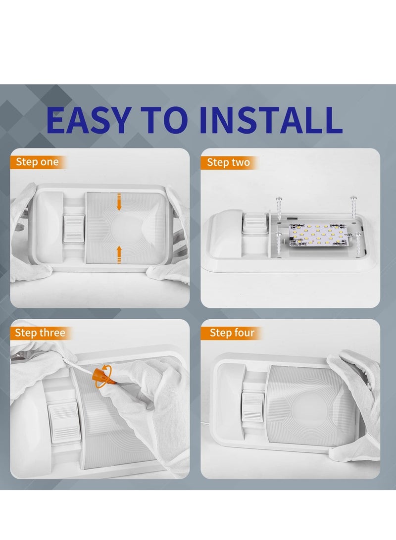 مصباح سقف LED للسيارة الترفيهية، إضاءة داخلية غير لامعة، وحدة إضاءة واحدة 12 فولت 500 لومن للمقطورة، العربة المتنقلة، الشاحنة، الشاحنة الصغيرة، القارب، لون أبيض طبيعي 4000-4500 كلفن - Image 4