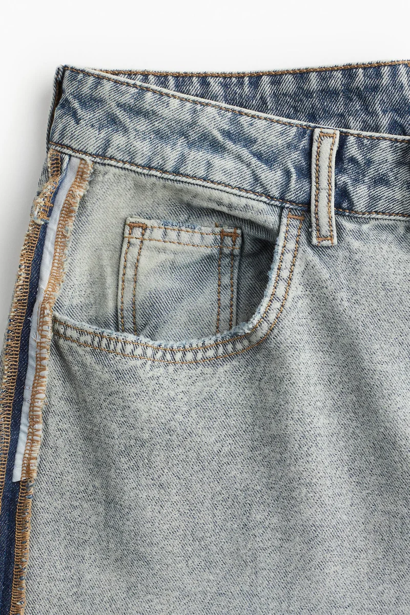 اتش اند ام جينز فضفاض واسع الساق بخصر منخفض