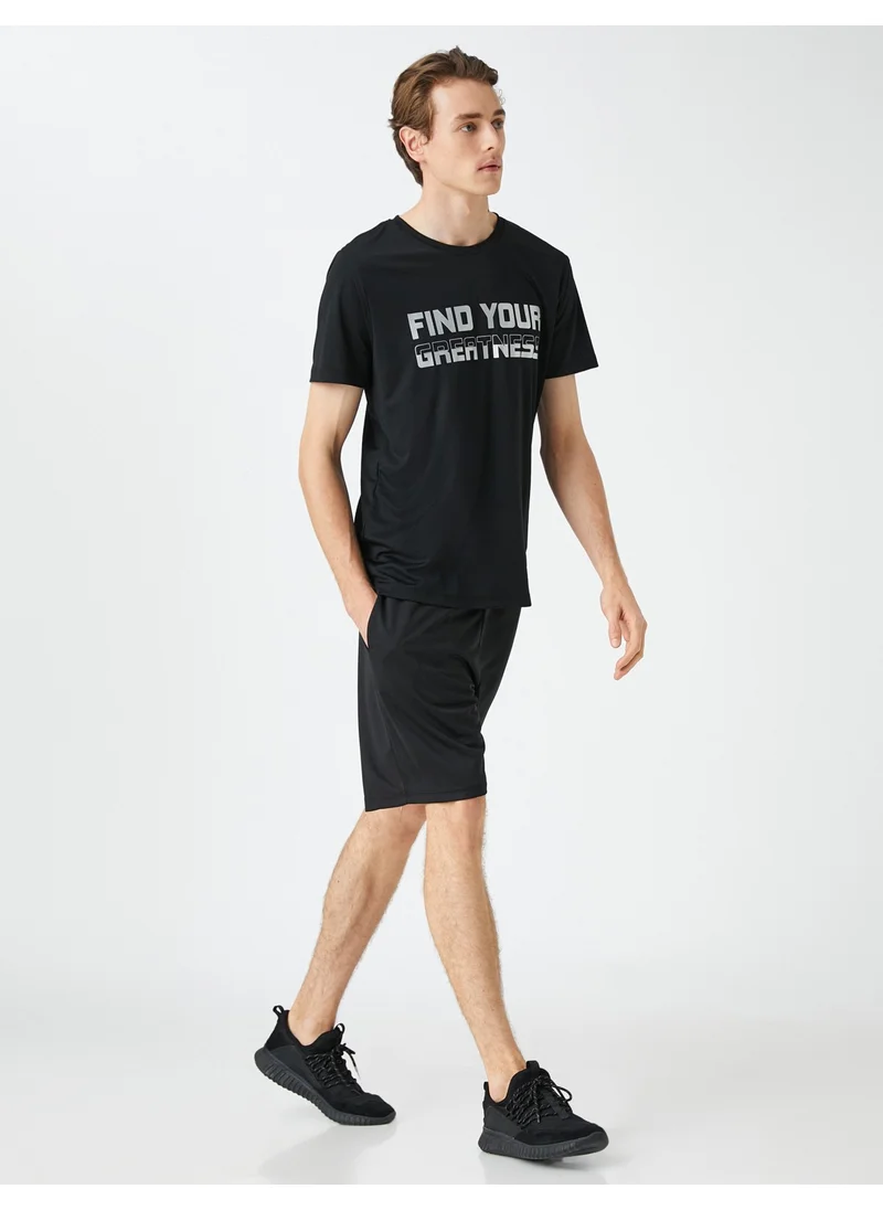 KOTON Sports T-Shirt Slogan Printed Crew Neck Short Sleeve