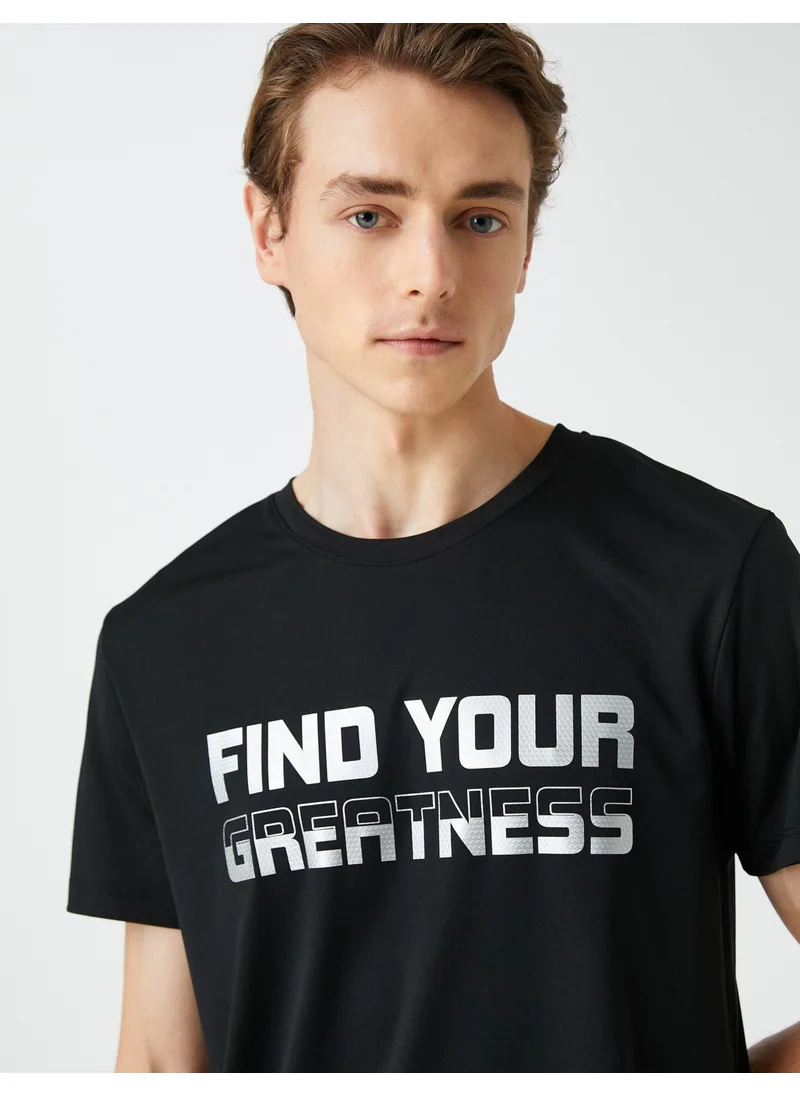 KOTON Sports T-Shirt Slogan Printed Crew Neck Short Sleeve