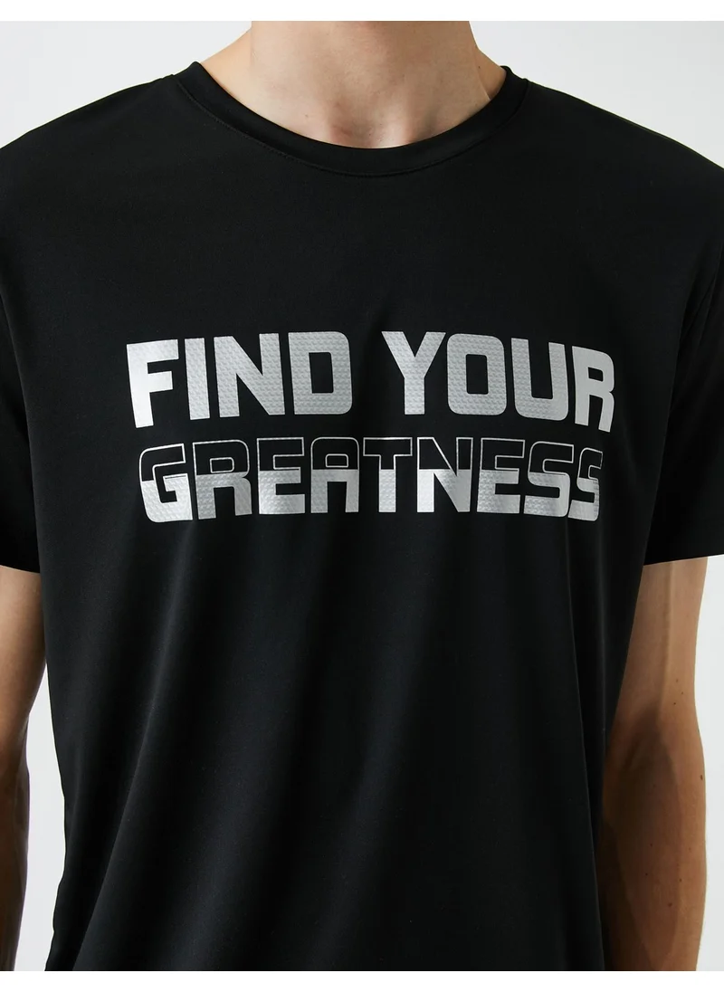 KOTON Sports T-Shirt Slogan Printed Crew Neck Short Sleeve