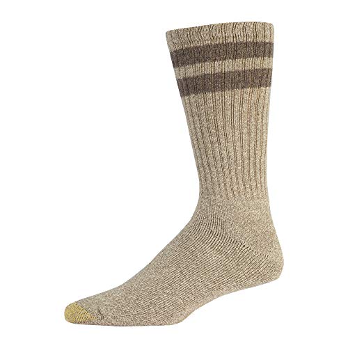 GOLDTOE Men's Harrington Crew Socks, Multipairs, Brown/Grey/Blue (6-Pairs), Large - Image 3