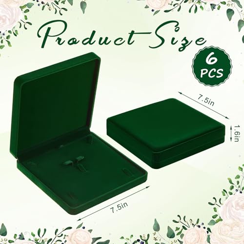 Yinkin 6 Pcs Velvet Jewelry Set Box Jewelry Display Case Earring Ring Bracelet Necklace Gift Box Pearl Necklace Storage Case for Mothers Day Wedding Travel AnniversaryGreen - Image 3