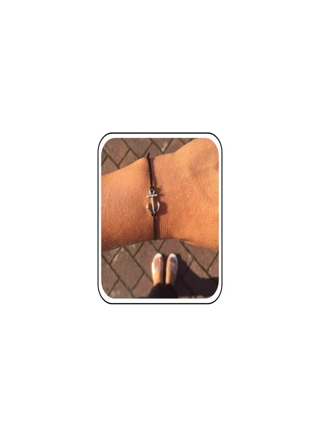 Yheakne Boho Layered Leather Bracelet - Black Cord Anchor Adjustable Wax String Sailor Hand Chain Jewelry for Women (Gold) - Image 1