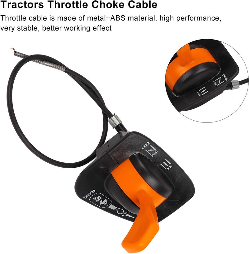 كابل تحكم في فتحة العادم (Throttle Choke Cable)، بديل لمحركات LA135، LA145، LA155، LA165، LA175، X140، طوله 53 سم، يعمل بواسطة مقبض واحد ومصنوع من مادة المعدن مع خليط ABS، يتميز بمتانة وأداء مستقر. - Image 1