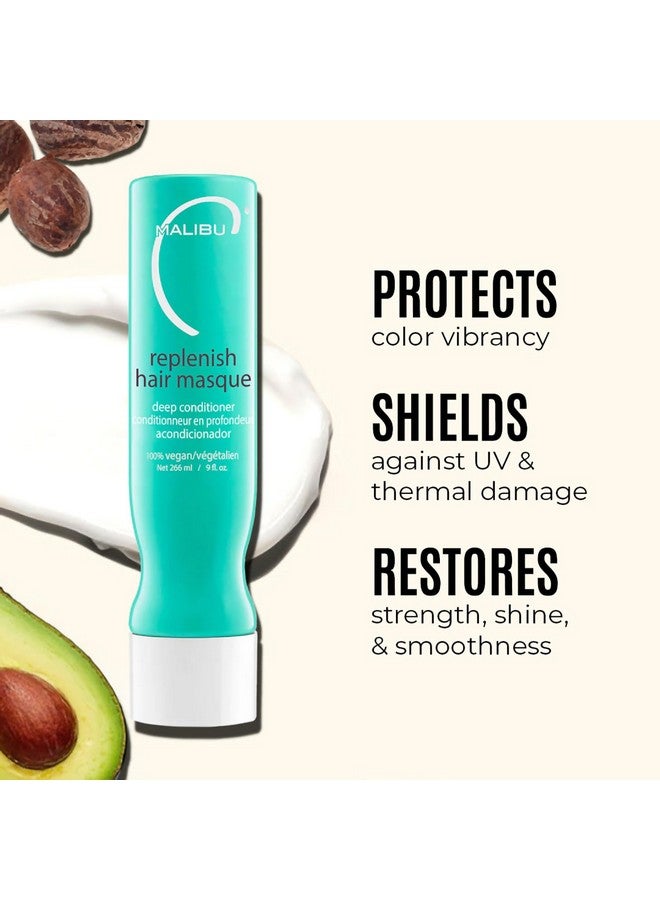 Malibu C Replenish Hair Masque (33.8 Oz) Ultra Hydrating Deep Conditioner For Hair Repair Reparative Formula With Avocado Oil For All Hair Types - Image 5
