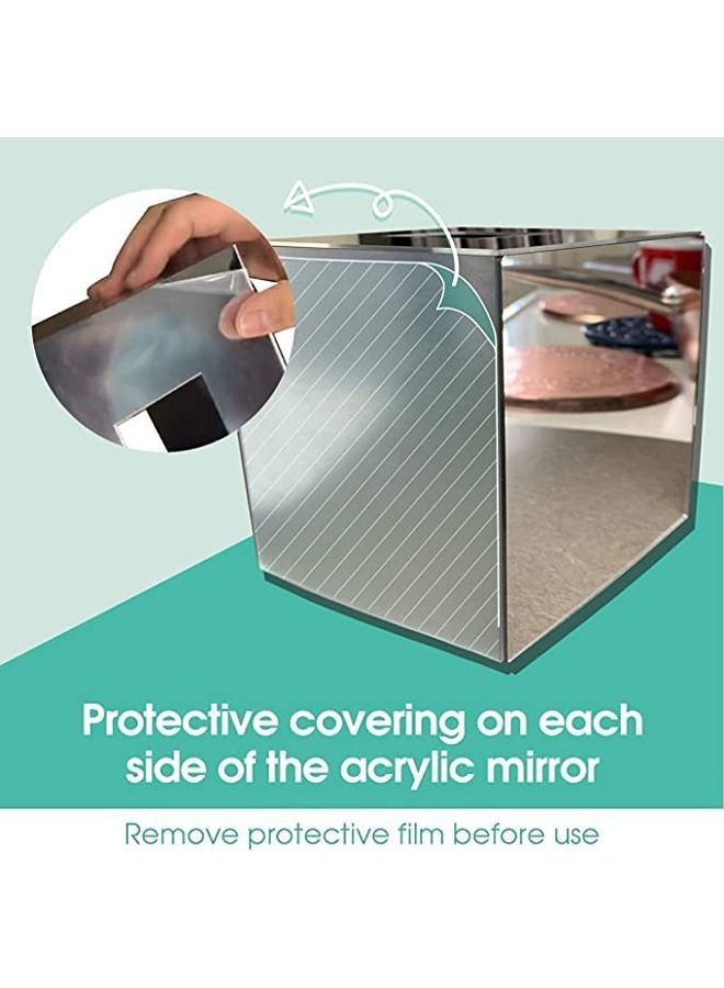 Lamsit Ibdaa LAMSIT IBDAA - Acrylic Tissue Box | Holder Case Storage Case | Mirror Box | Napkin Holder Organizer (Square (14x14x14 cm), Silver Mirror)  - Image 4