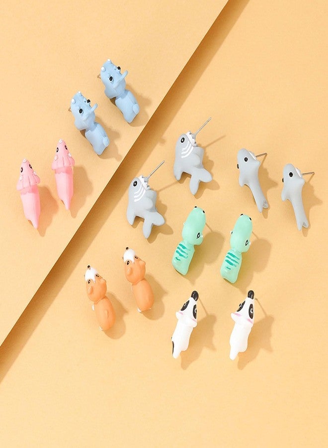 Dcfywl731 Cute Animal Bite Earrings for Women Fun Dinosaur Earrings Studs 3D Handmade Polymer Clay Jewelry Unique Cartoon Biting Jewelry Cute White Elephant Christmas Gifts Stocking Stuffers - Image 4