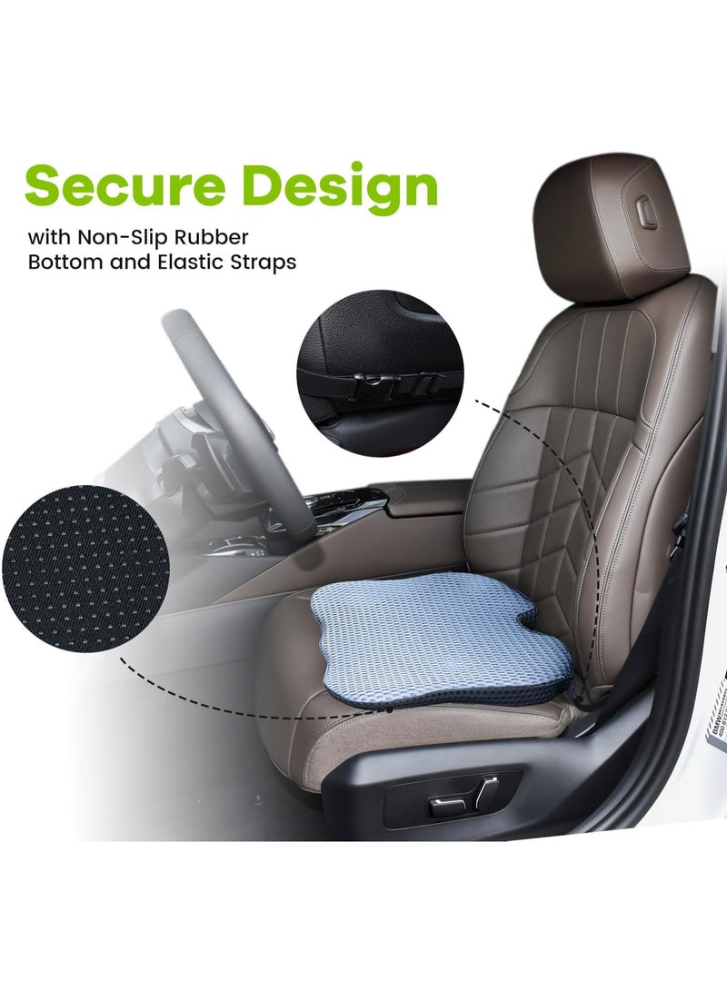 HALAMODO وسادة مقعد سيارة من رغوة الذاكرة الكثيفة الناعمة للقيادة - وسادة مقعد لسائق السيارة بتصميم إسفين وظهر مرتفع لتوسيع الرؤية، توفر الراحة للظهر السفلي - Image 4