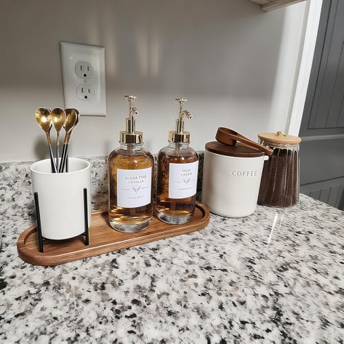 GinSent Wooden Decorative Trays 2PCS Farmhouse Wood Trays Bathroom Vanity Bathroom Counter Wood Tray Home Rustic Decor Trays, Bath Tray Countertop, Wooden Plates for Decorative Vanity Decor - Image 3