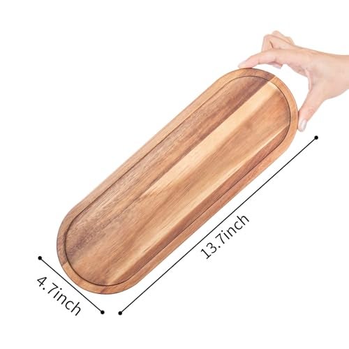 GinSent Wooden Decorative Trays 2PCS Farmhouse Wood Trays Bathroom Vanity Bathroom Counter Wood Tray Home Rustic Decor Trays, Bath Tray Countertop, Wooden Plates for Decorative Vanity Decor - Image 2