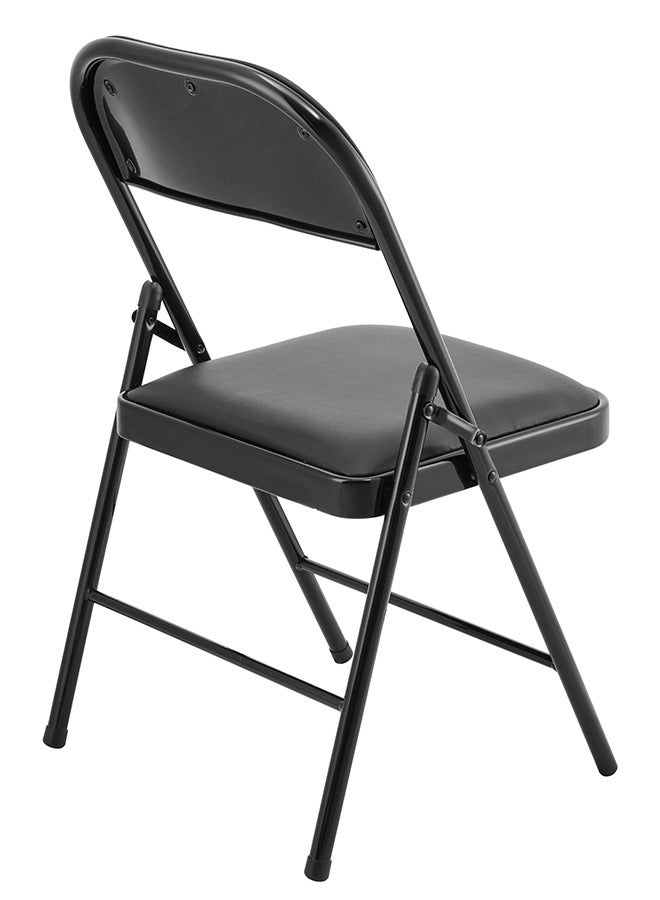 LAWAZIM Foldable Chair - Black, 45x46x80cm - Folding Chair with Padded Faux Leather Seat, Double-Braced Iron Frame, Double-Hinged Joints, Anti-Slip Caps -Ideal for Home, Office, Meetings, Events - Image 5