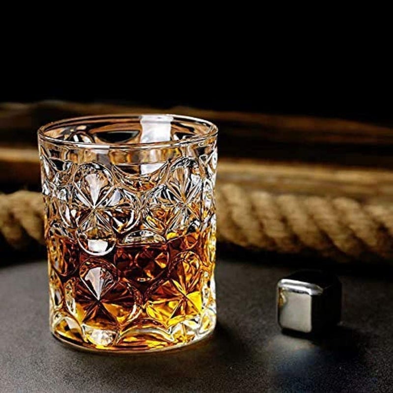 MZP Italin Premium Luxury Glass Luxury Iceberg Design Set of 4 Whiskey Scotch Bourbon Old Fashioned Cocktail Glasses Whisky Gift for Men Bar Glass 300 ML 12 no4 - Image 1
