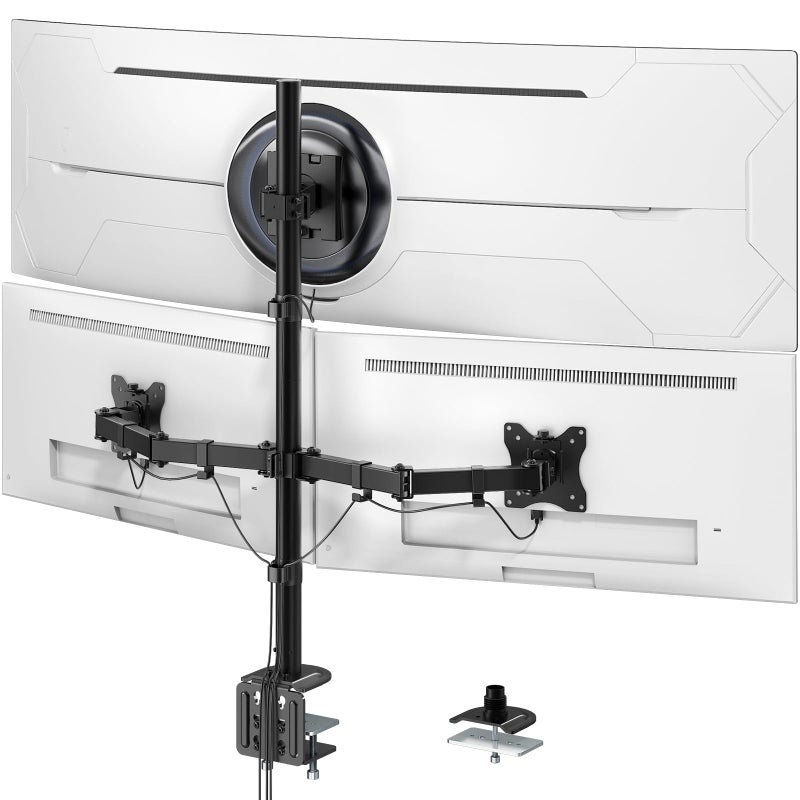 PUTORSEN Triple Monitor Mount for Up to 49" Ultrawide and 32" Monitors per Side Arm, Extra Tall 3 Monitor Desk Mount Holds up to 44 lbs, VESA 75/100 mm - Image 1